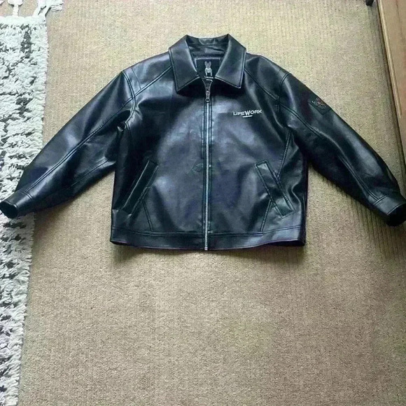 LifeWork Jackets & Blazers - LifeWork Oversized Faux Leather Jacket Black, full length, size L.